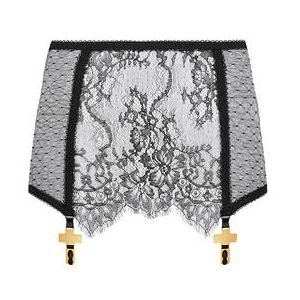 MAISON CLOSE mini-jupe porte-jarretelles en dentelle Inspiration Divine Noir - Taille XS