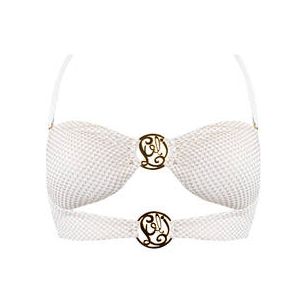LULI FAMA haut de maillot de bain bandeau Sunkiss Glow Blanc/Dor&eacute; - Taille XS