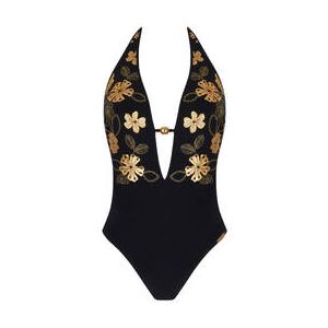 LISE CHARMEL maillot de bain 1 pi&egrave;ce d&eacute;collet&eacute; sans armatures Etoile en Glam Noir/Or - Taille 1