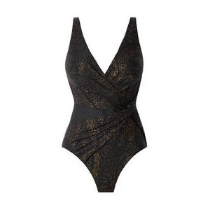 MIRACLESUIT maillot de bain 1 pièce gainant Circe  sans armatures Brillante Noir/Or - Taille 38