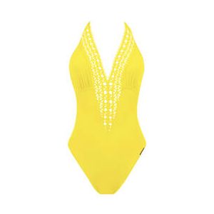 LISE CHARMEL maillot de bain 1 pièce decolleté sans armatures Ajourage Couture Jaune - Taille 1