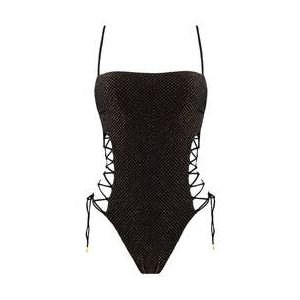 LULI FAMA maillot de bain 1 pièce bustier armatures Sunkiss Glow Noir - Taille XS