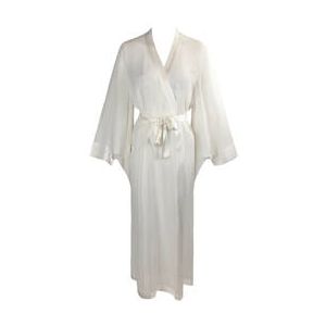 MARJOLAINE kimono long Chrom&eacute;a en soie Calista Blanc cass&eacute; - Taille XS