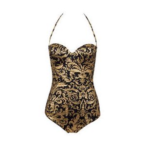 ACQUADICOCCO maillot de bain 1 pièce bustier armatures Aristocratic Or/Noir - Taille S