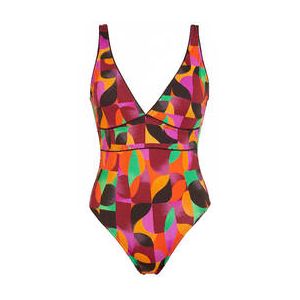 LIVIA maillot de bain 1 pi&egrave;ce Maurine sans armatures Pigodia Fuchsia/Orange - Taille 38