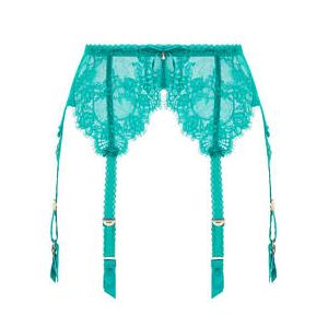 DITA VON TEESE porte-jarretelles en dentelle Zsa Zsa Bleu turquoise - Taille 36