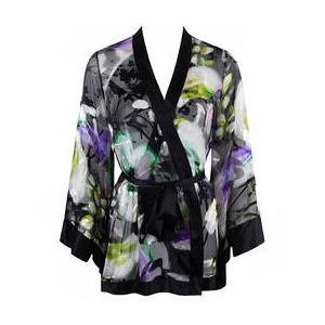 MARJOLAINE kimono Chrom&eacute;a en soie Cassiop&eacute;e Noir - Taille XS