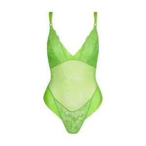 SARDA body échancré en dentelle Shavonne Vert Citron - Taille XS