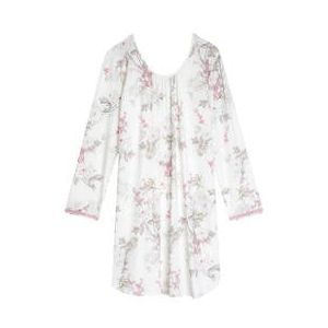 LE CHAT chemise de nuit imprimée en coton et modal Kelly Blanc/Rose - Taille 36