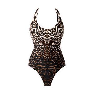 MIRACLESUIT maillot de bain 1 pièce gainant Utopia  armatures Topkapi Marron/Noir - Taille 38