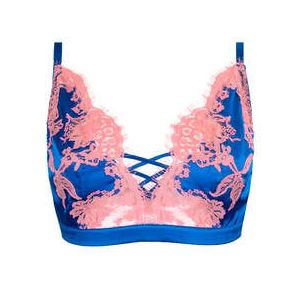 MARJOLAINE soutien-gorge triangle Aube Céleste en soie et dentelle Becky Bleu/Rose - Taille 36