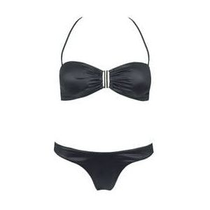 ACQUADICOCCO maillot de bain 2 pièces bandeau ouverture frontale Zebrato Noir - Taille S
