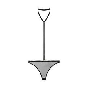 MAISON CLOSE tanga avec harnais amovible Accroche Coeur Noir - Taille XS
