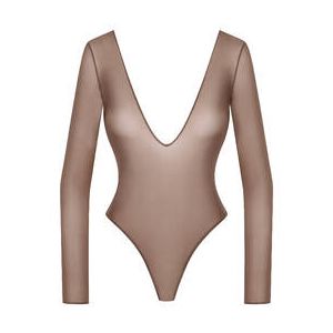 MAISON CLOSE body string manches longues French Kiss Light Moka - Taille XS