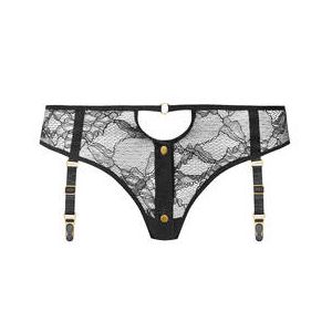 MAISON CLOSE slip porte-jarretelles ouvrable en dentelle Jeux Magn&eacute;tiques Noir - Taille XS