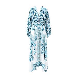MELISSA ODABASH robe de plage longue Amity Bohemian Blanc/Bleu - Taille S