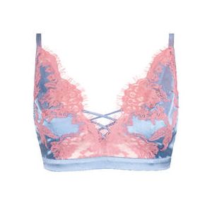 MARJOLAINE soutien-gorge triangle Aube Céleste en soie et dentelle Becky Bleu Turquoise/Rose - Taille 36