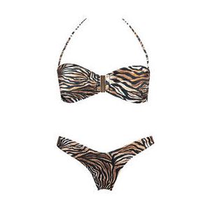 ACQUADICOCCO maillot de bain 2 pièces bandeau ouverture frontale Zebrato Marron/Beige - Taille S
