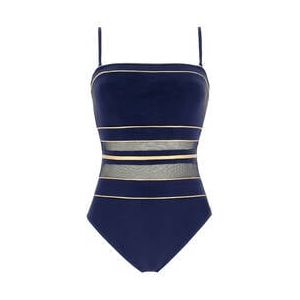GOTTEX maillot de bain 1 pi&egrave;ce bustier sans armatures Onyx Bleu/Or - Taille 38