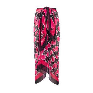 MIRADONNA paréo de plage Maia Checkers Game Noir/Fuchsia - Taille TU