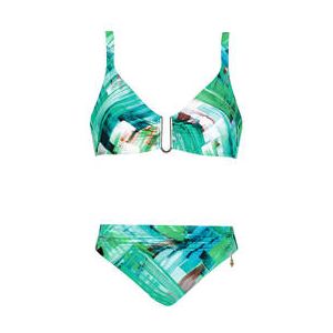 SUNFLAIR maillot de bain 2 pi&egrave;ces triangle Tenerife Bleu Marine/Vert - Taille 40/B