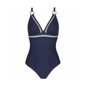 LISE CHARMEL maillot de bain 1 pi&egrave;ce sans armatures Cordage Precieux Bleu navy - Taille 85B