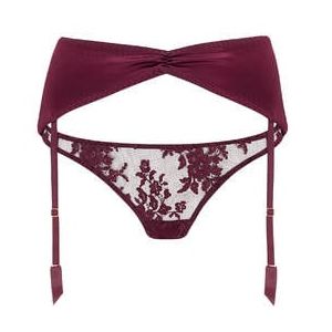 COCO DE MER culotte porte-jarretelles en dentelle Camellia Bordeaux - Taille S