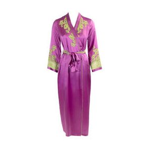 MARJOLAINE d&eacute;shabill&eacute; long Chrom&eacute;a en soie et dentelle Camelia Violet/Vert - Taille XS