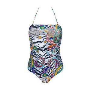 ACQUADICOCCO maillot de bain 1 pièce bustier sans armatures Paisley Zebra Multicolore - Taille S