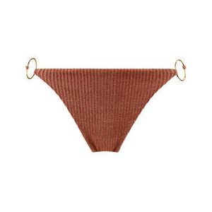 LULI FAMA bas de maillot de bain slip Toasted Glow Marron/Or - Taille XS