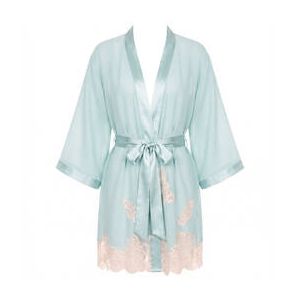 FLEUR DU MAL d&eacute;shabill&eacute; en soie et dentelle Juliet Lace Bleu ciel - Taille XS/S