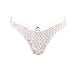 LULI FAMA bas de maillot de bain slip &eacute;chancr&eacute; Sunkiss Glow Blanc/Dor&eacute; - Taille XS