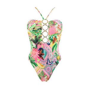 LULI FAMA maillot de bain 1 pi&egrave;ce bustier sans armatures Opulent Eden Multicolore - Taille XS