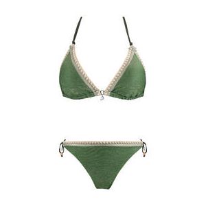 BANANA MOON maillot de bain 2 pi&egrave;ces triangle Blucostora Shiny Wave Vert - Taille XS