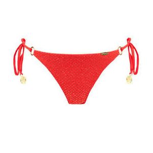 LULI FAMA bas de maillot de slip brésilien lacets Sunkiss Glow Rouge - Taille XS