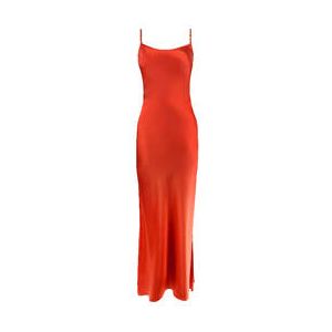 MARJOLAINE robe longue en soie Ava Orange - Taille 36