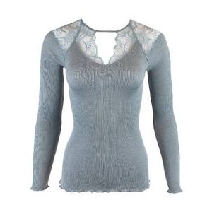 OSCALITO pull en laine mérinos et soie Etna Bleu argent - Taille 2