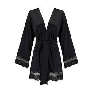 COCO DE MER déshabillé en soie et dentelle Seraphine Noir - Taille TU