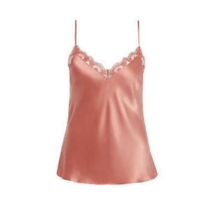 SIMONE P&Eacute;R&Egrave;LE haut de pyjama caraco col V en soie Love Me Rose dor&eacute; - Taille S
