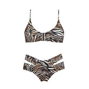 ACQUADICOCCO maillot de bain 2 pièces brassière ouverture frontale Zebrato Marron/Beige - Taille S
