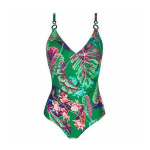 LISE CHARMEL maillot de bain 1 pièce sans armatures Paradis Sauvage Vert/Rose - Taille 85B