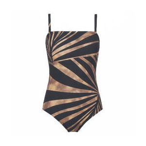 GOTTEX maillot de bain 1 pi&egrave;ce bustier sans armatures Desert Queen Noir/Marron - Taille 38