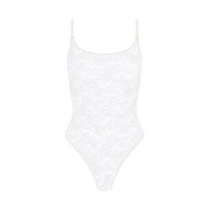 MAISON CLOSE body string avec bretelles amovibles en dentelle Flashback Blanc - Taille XS