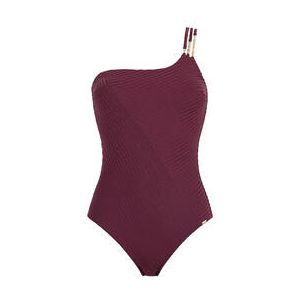 AUBADE maillot de bain 1 pi&egrave;ce asym&eacute;trique sans armatures Sun Pop Prune - Taille S