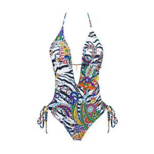 ACQUADICOCCO maillot de bain 1 pièce trikini sans armatures Paisley Zebra Multicolore - Taille S