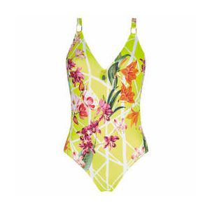 LISE CHARMEL maillot de bain 1 pi&egrave;ce sans armatures Fleurs Splendeur Jaune - Taille 90B