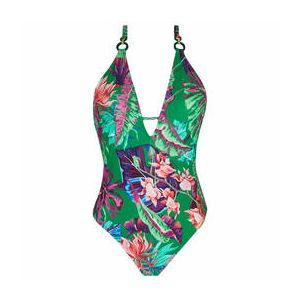 LISE CHARMEL maillot de bain 1 pièce décolleté sans armatures Paradis Sauvage Vert/Rose - Taille 1