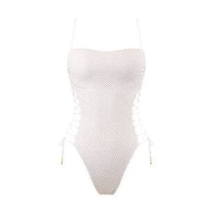 LULI FAMA maillot de bain 1 pièce bustier armatures Sunkiss Glow Blanc/Doré - Taille XS