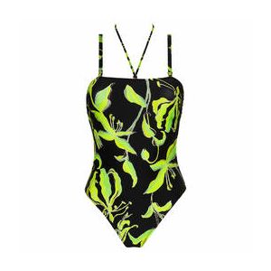 LISE CHARMEL maillot de bain 1 pièce bustier sans armatures Fleur de Nuit Noir/Vert - Taille 1