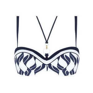 LISE CHARMEL haut de maillot de bain bandeau coques Danse des Vagues Bleu Marine/Blanc - Taille 85B